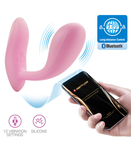 PRETTY LOVE - BAIRD G-SPOT 12 VIBRAÕES RECARREGVEL ROSA APLICATIVO