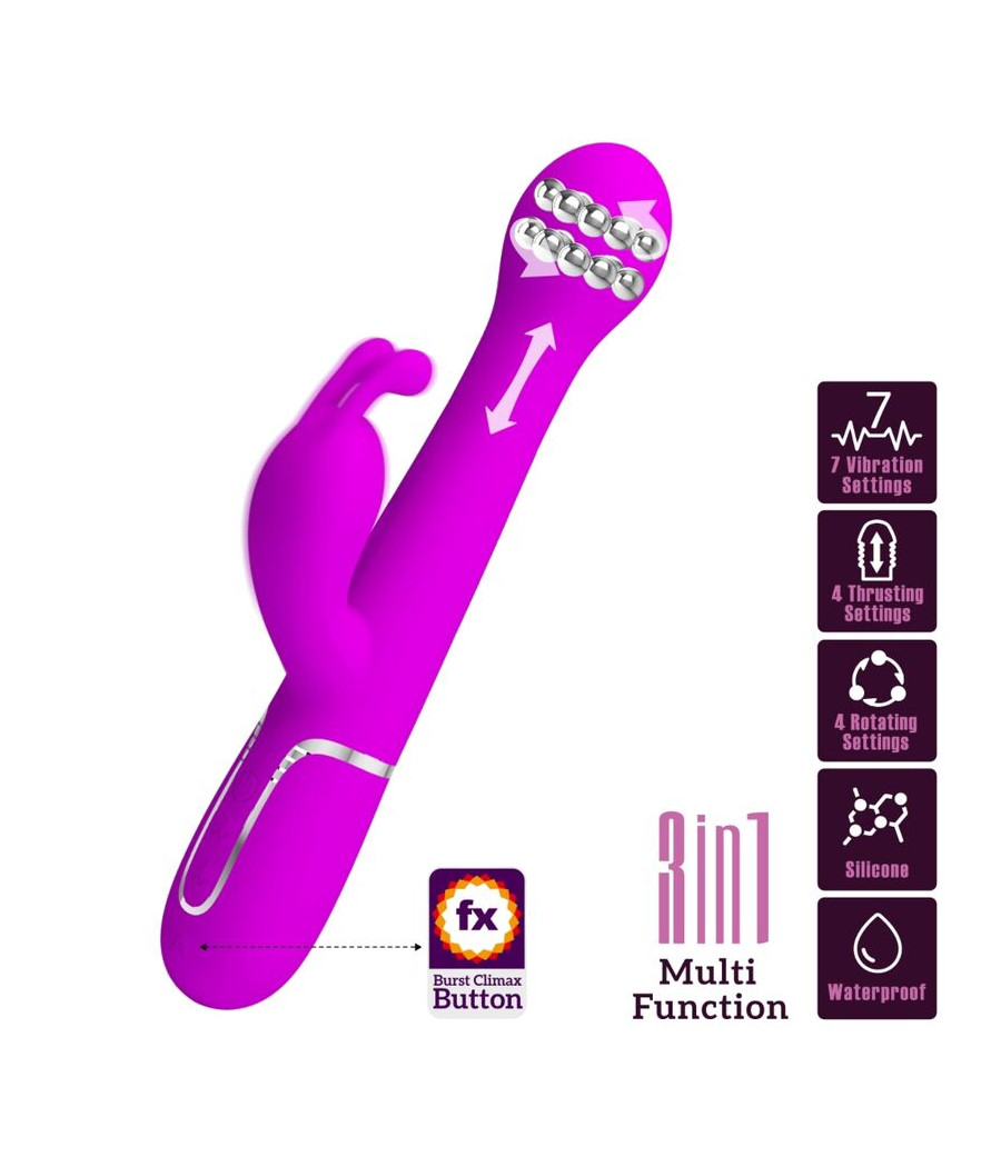 PRETTY LOVE - DEJON RABBIT VIBRATOR 3 IN 1 MULTIFUNCTION VIOLET
