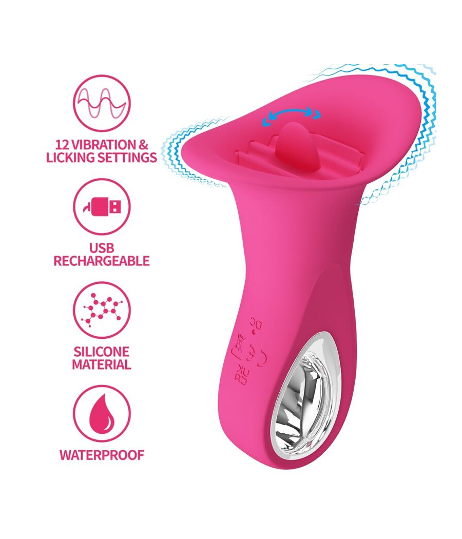 PRETTY LOVE - CLYDE VIBRATEUR ORAL LANGUE VIBRANTE 12 VIBRATIONS ROSE