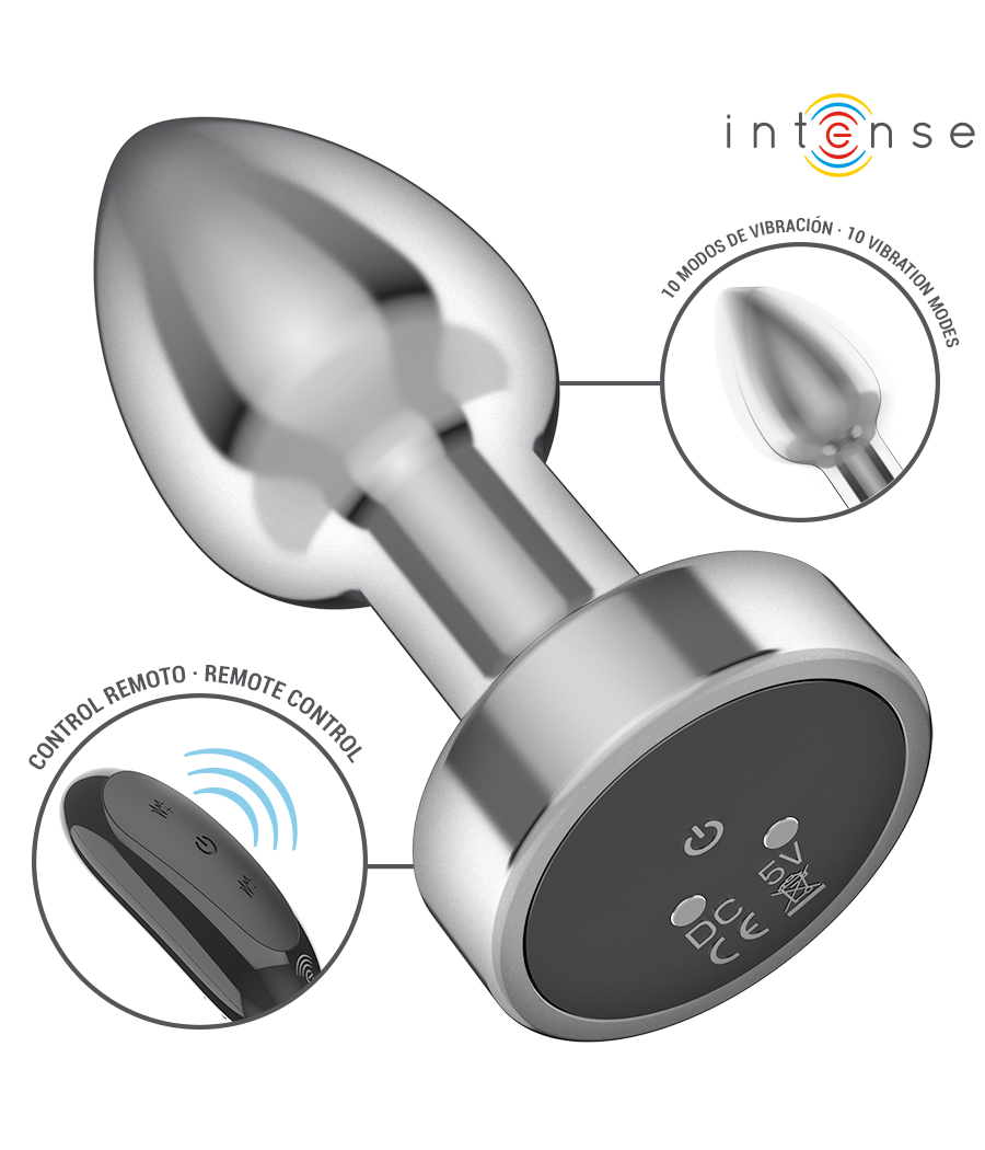 INTENSE - PLUG ANAL 10 VIBRATIONS MÉTAL AVEC TÉLÉCOMMANDE S