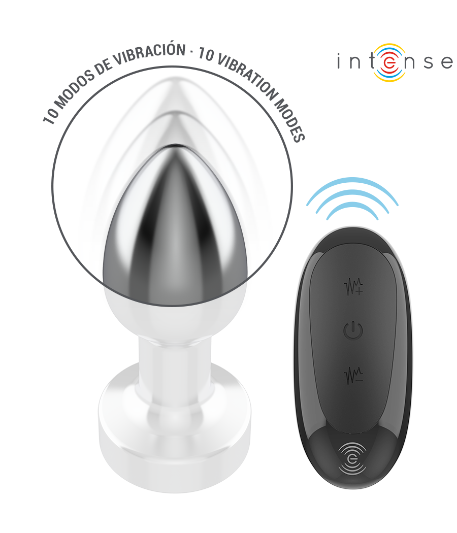 INTENSE - PLUG ANAL 10 VIBRACIONES METAL CON CONTROL REMOTO S