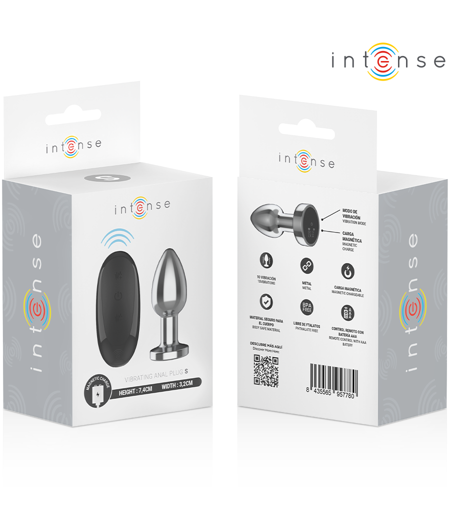 INTENSE - PLUG ANAL 10 VIBRACIONES METAL CON CONTROL REMOTO S