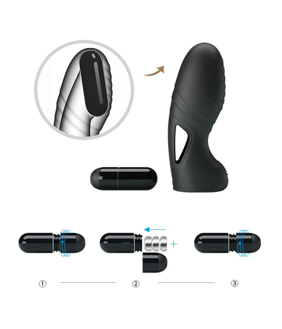PRETTY LOVE - ALAN VIBRATEUR DE DOIGTS EN SILICONE NOIR