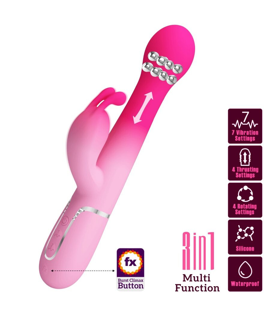 PRETTY LOVE - DEJON 3 IN 1 MULTIFUNCTION RABBIT VIBRATOR PINK