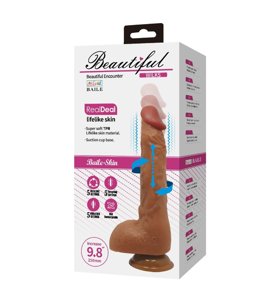 BAILE - BEAUTIFUL WILKS VIBRADOR REALÍSTICO 5 AJUSTES 25 CM MULATO