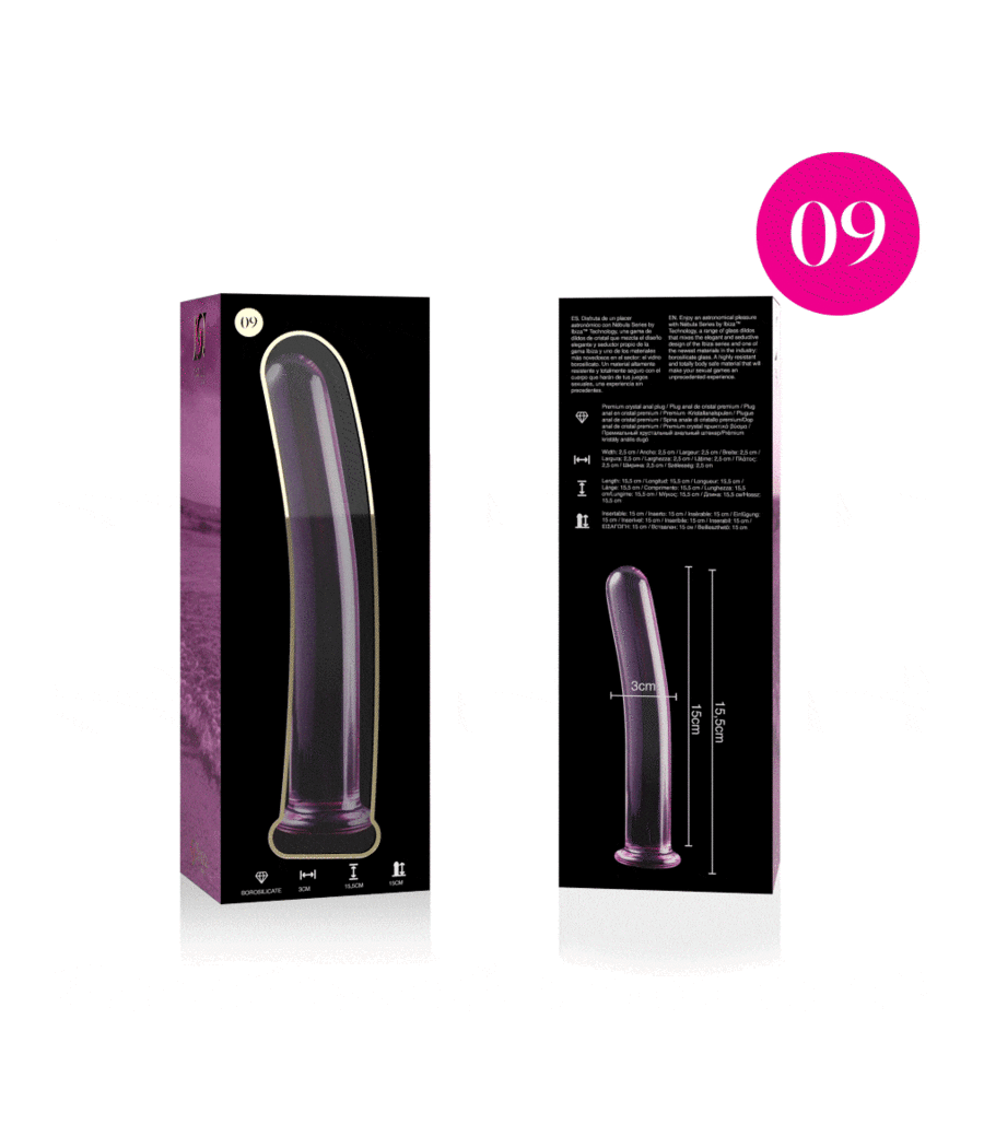 NEBULA SERIES BY IBIZA - MODELO 9 DILDO VIDRO BOROSILICADO ROSA 15.5 CM -O- 2.5 CM