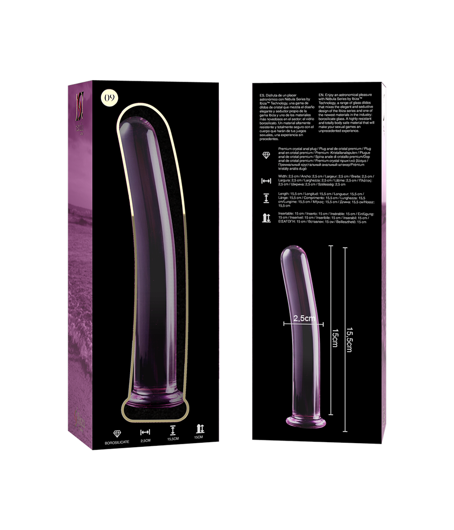 NEBULA SERIES BY IBIZA - MODELO 9 DILDO VIDRO BOROSILICADO ROSA 15.5 CM -O- 2.5 CM
