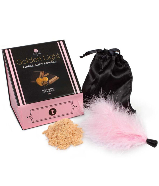 SECRETPLAY - KIT GOLDEN LIGHT AFRODISIACO POLVERE EDIBILE DI CIOCCOLATO E PIUMA