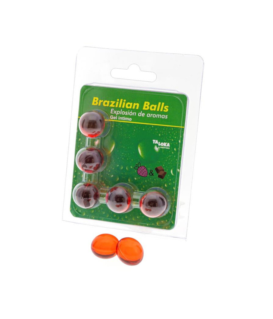 TALOKA - 5 BOULES BRÉSILIENNES GEL INTIME FRAISE & CHOCOLAT