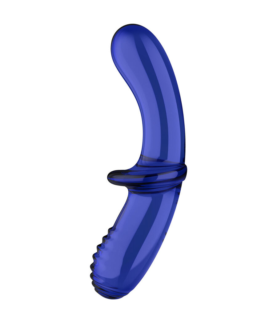 SATISFYER - DILDO DE CRISTAL DUPLO AZUL