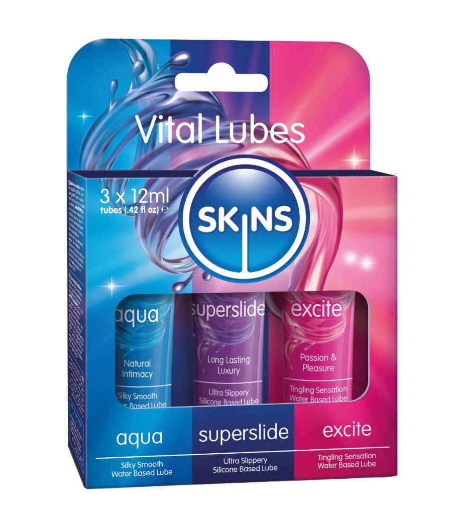 SKINS - VITAL LUBES KIT LUBRICANTES AQUA, SUPERSLIDE & EXCITE 3 x 12 ML