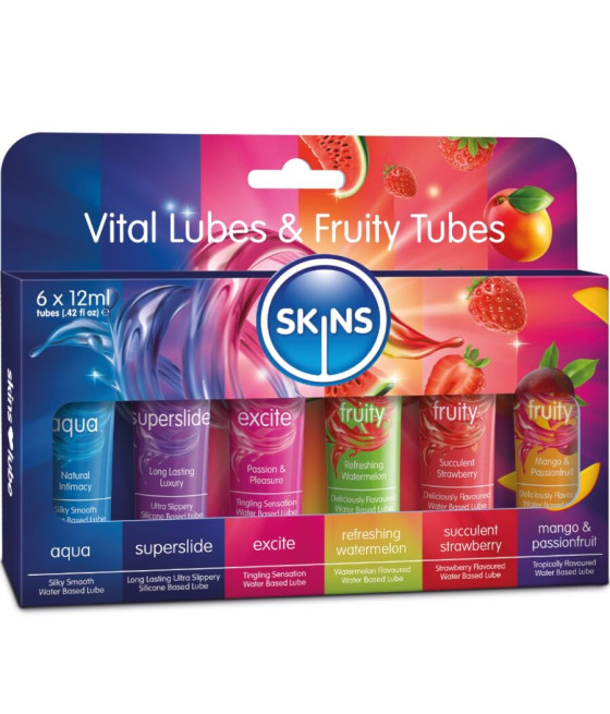 SKINS - KIT DE LUBRIFICANTES VITAL & FRUITY 6 x 12 ML