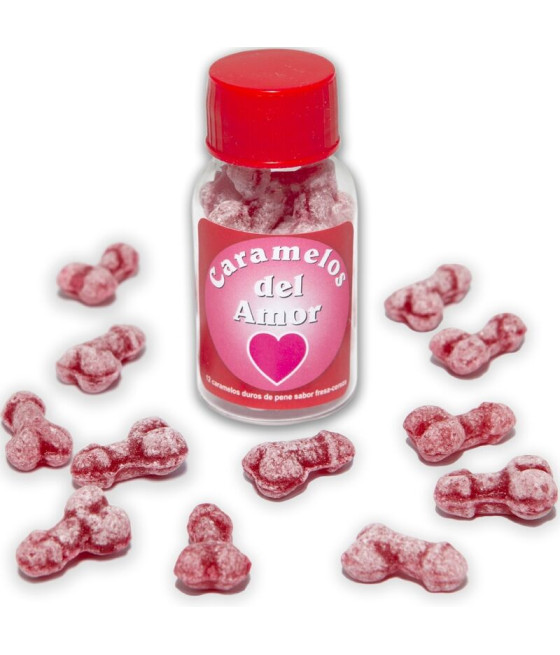 DIABLO PICANTE - 12 BONBONS DAMOUR EN FORME DE PÉNIS FRAISE/CERISE