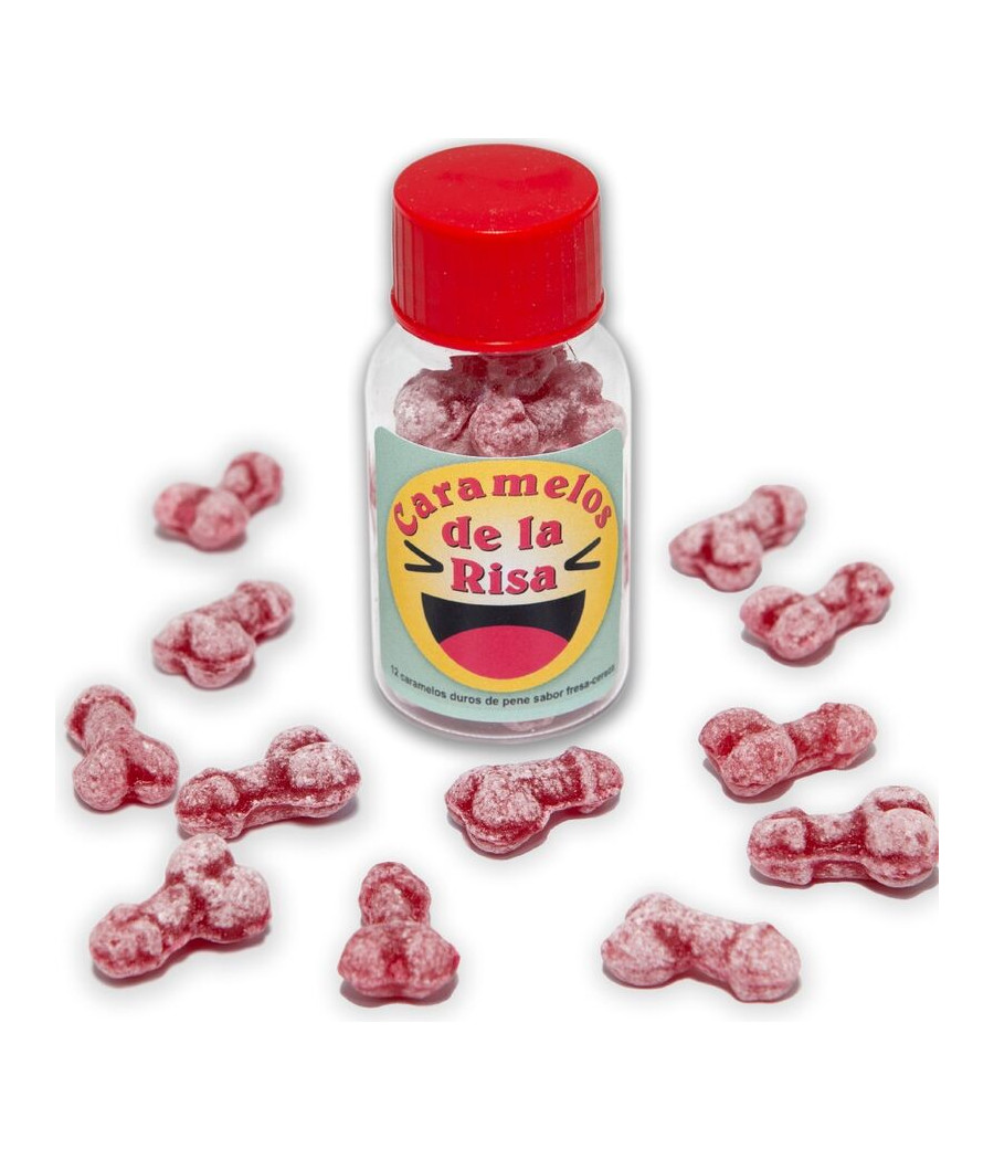 DIABLO PICANTE - 12 DOCES DE RISADA EM FORMA DE PÊNIS MORANGO/CEREJA