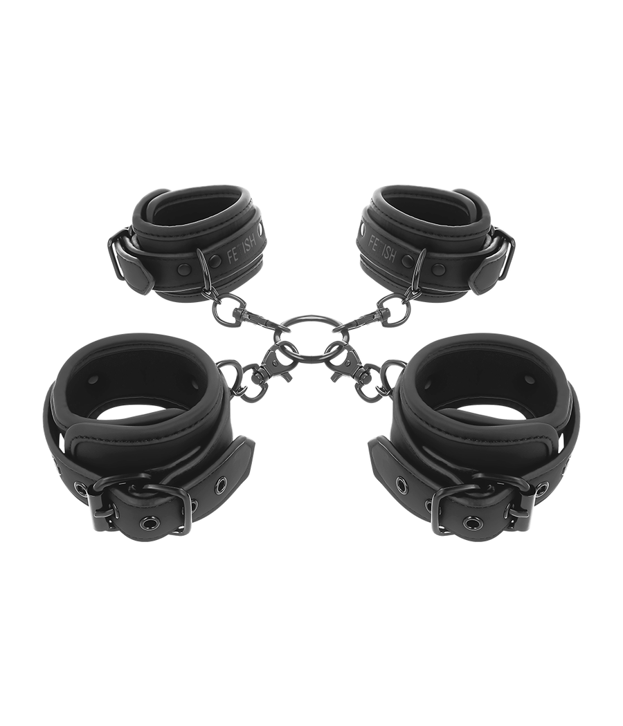 FETISH SUBMISSIVE - SET OF HAND AND ANKLE HANDCUFFS WITH NOPRENE LINING