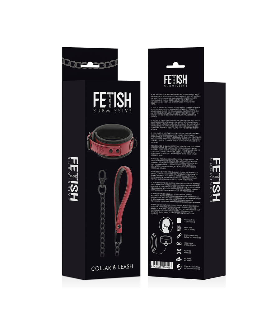 FETISH SUBMISSIVE DARK ROOM - COLLIER CHAÎNE DOUBLURE EN NÉOPRÈNE