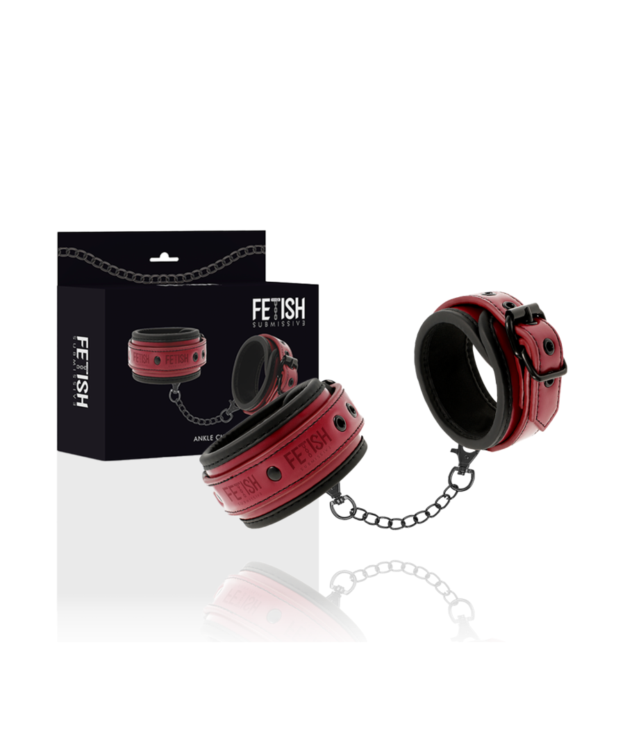 FETISH SUBMISSIVE DARK ROOM - MENOTTES DE CHEVILLE EN CUIR VÉGAN AVEC DOUBLURE EN NÉOPRÈNE