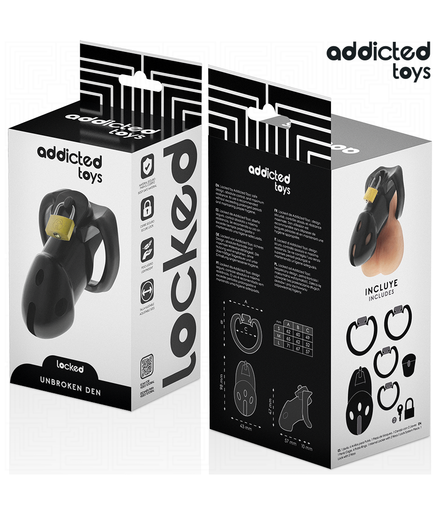 ADDICTED TOYS LOCKED - GAIOLA DE PÊNIS DEN INQUEBRÁVEL 9,8 CM