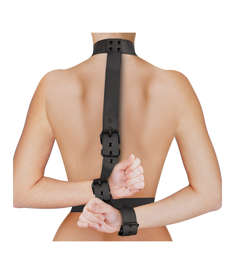 FETISH SUBMISSIVE BONDAGE - SET DI CONTENIMENTO DEL CORPO CON COLLETTO E POLSINI