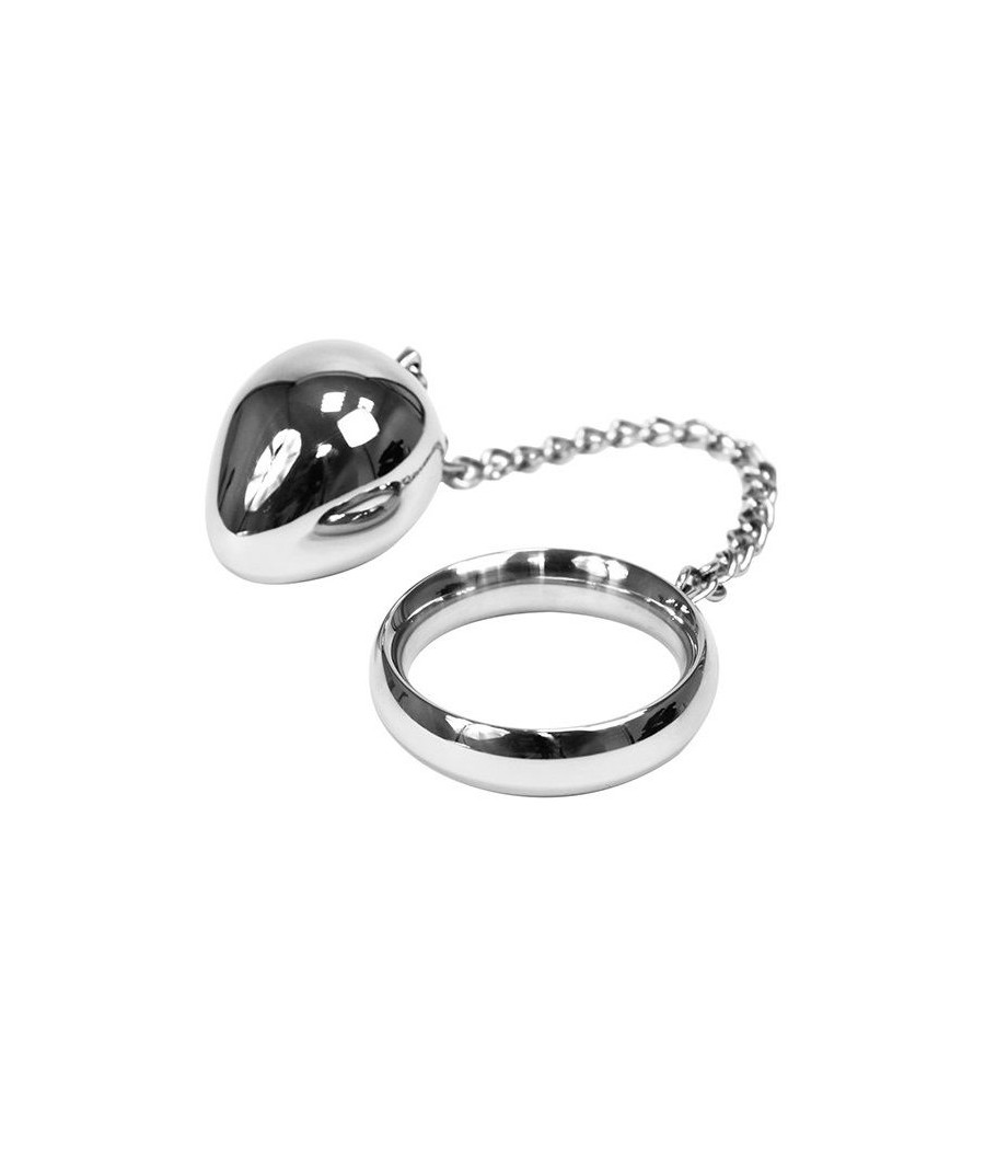 METAL HARD - ANELLO COCK 40MM + CATENA CON SFERA IN METALLO