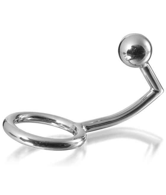 METAL HARD - COCK RING RING WITH ANAL INTRUDER HOOK 40MM