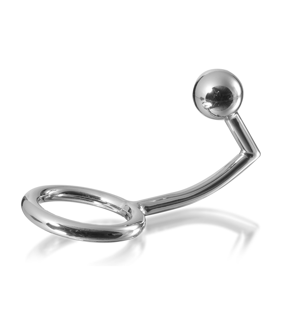 METAL HARD - ANNEAU COCK RING AVEC CROCHET INTRUS ANAL 40MM