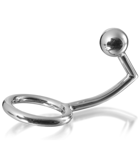 METAL HARD - ANELLO COCK RING CON GANCIO INTRUSO ANALE 40MM