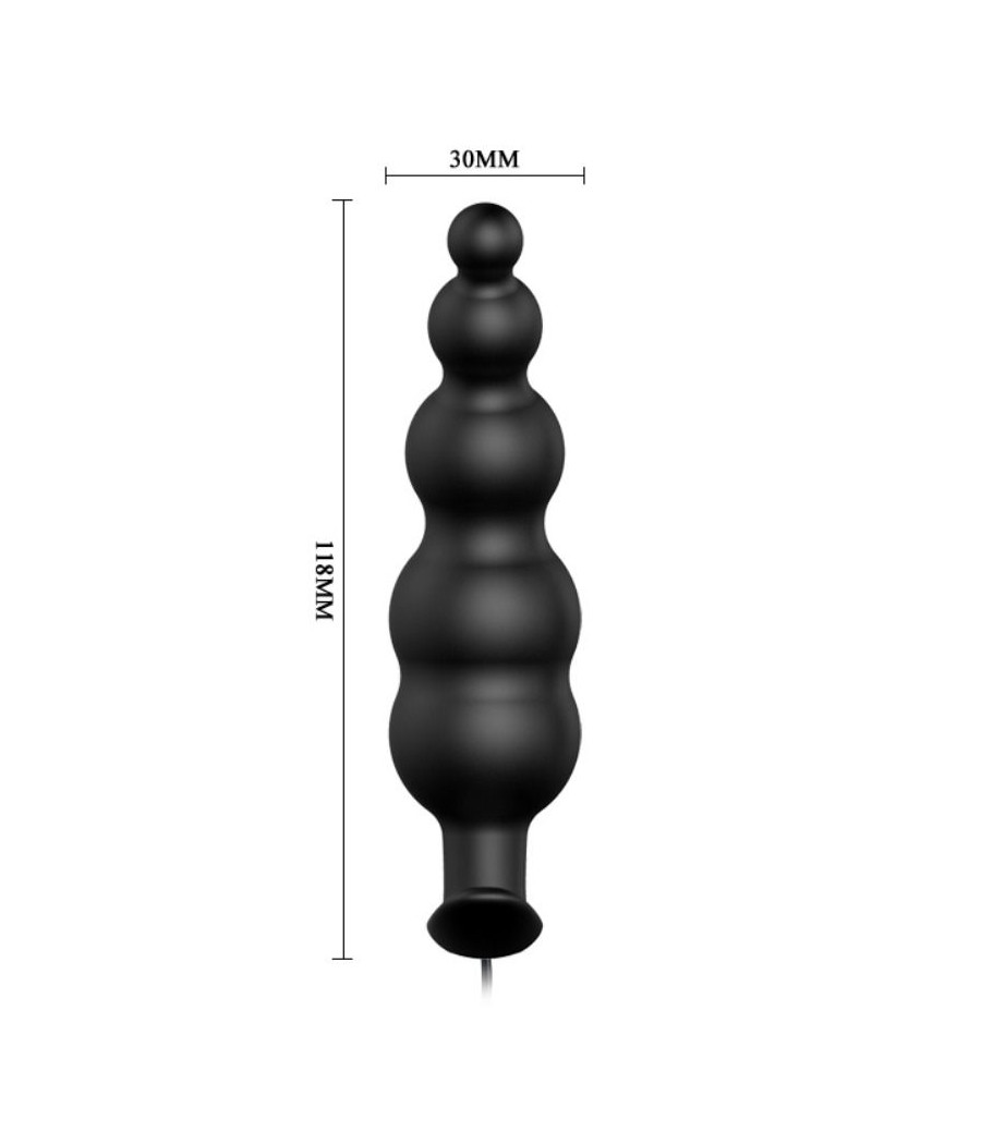 PRETTY LOVE - ANAL PLUG SILICONE EXTRA STIMULATION AND 12 VIBRATION MODES BLACK REMOTE CONTROL