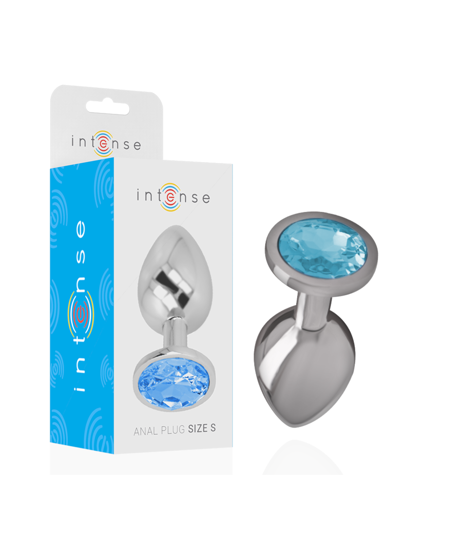 INTENSE - PLUG ANAL METAL ALUMINIO CON CRISTAL AZUL TALLA S