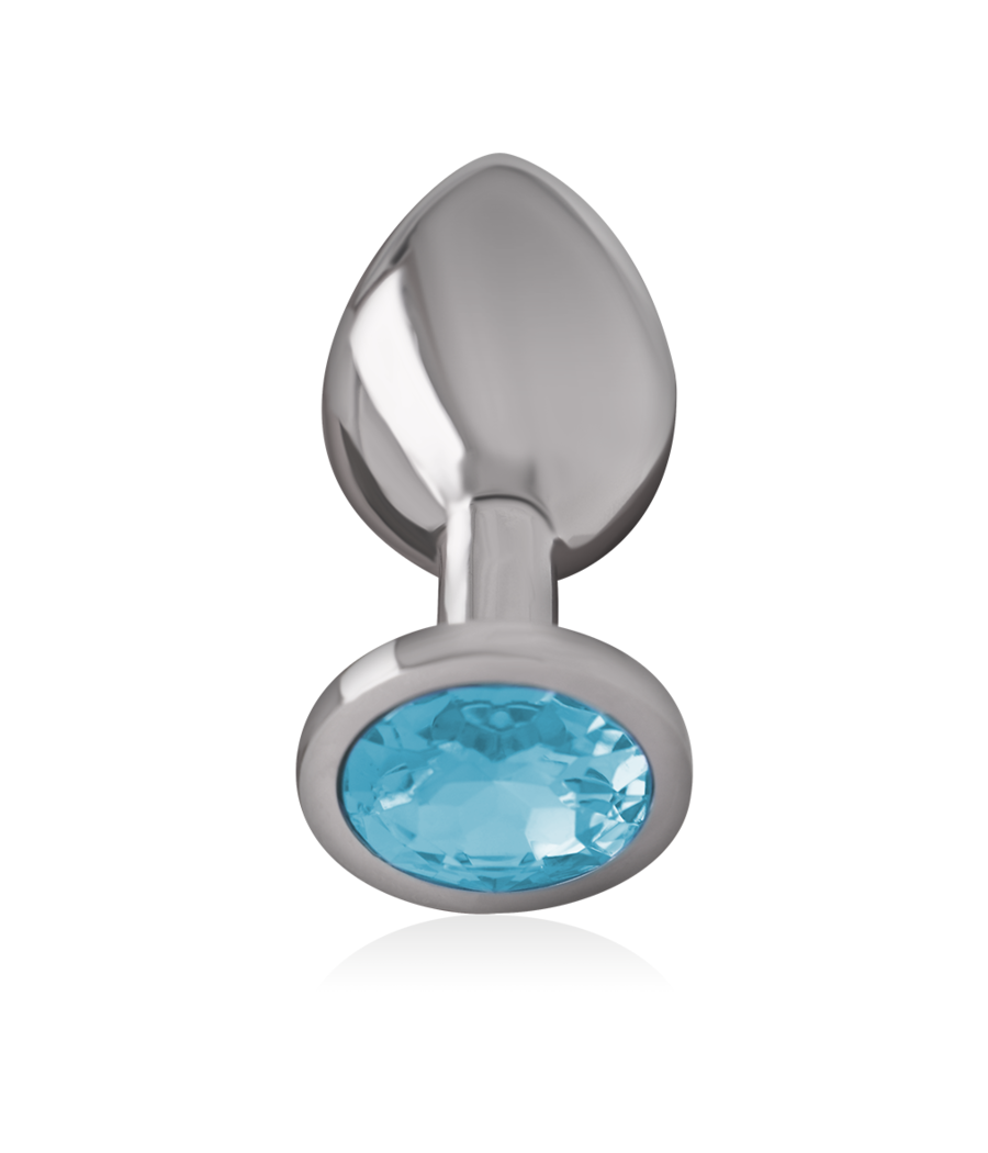 INTENSE - PLUG ANALE IN METALLO ALLUMINIO CON CRISTALLO BLU TAGLIA S