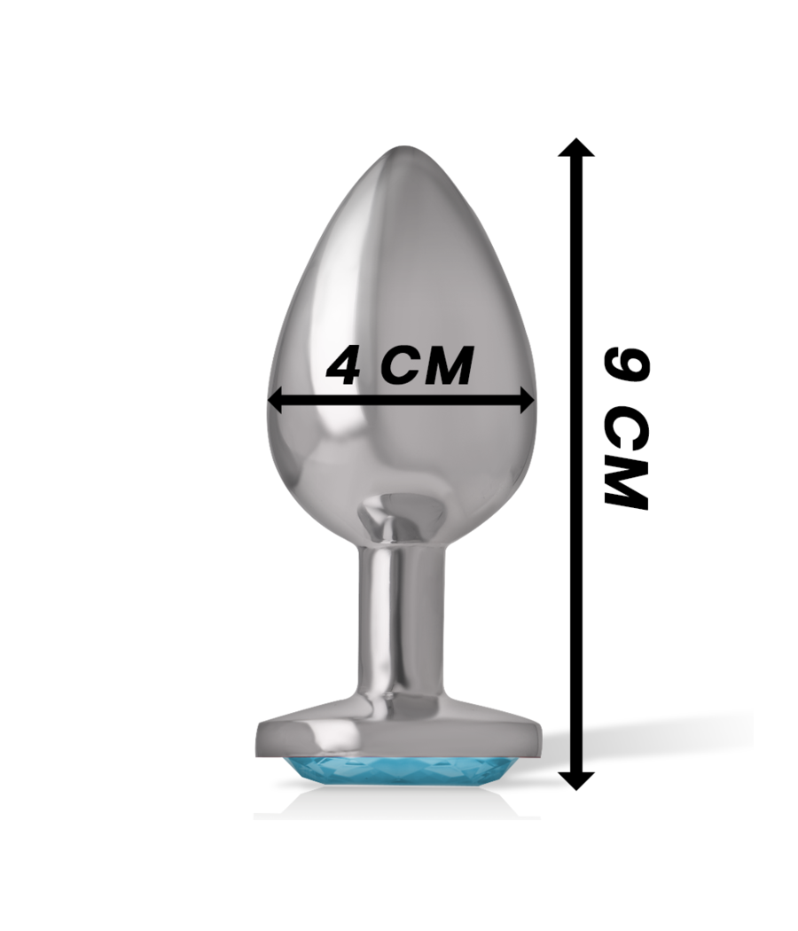 INTENSE - PLUG ANAL EN MÉTAL ALUMINIUM AVEC CRISTAL BLEU TAILLE L