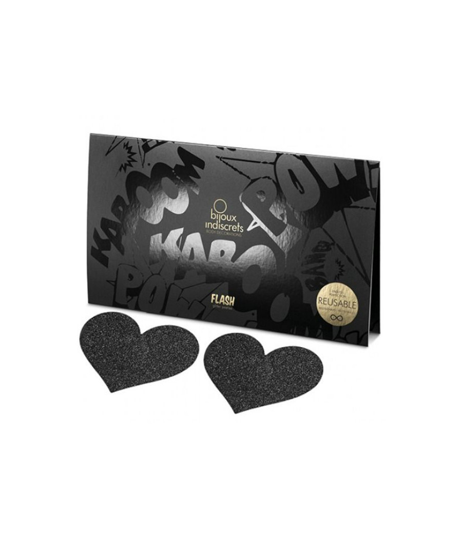 BIJOUX - INDISCRETS FLASH BLACK HEART NIPPLE CUTS