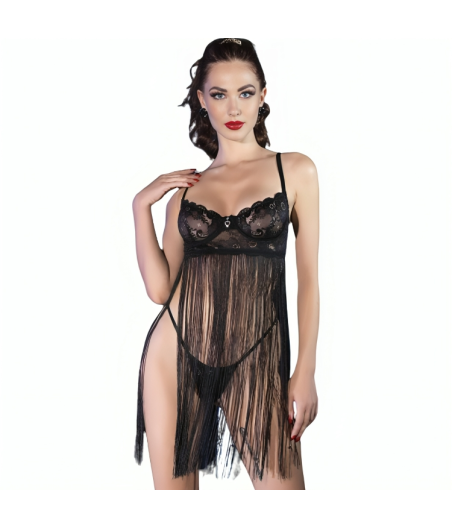 CHILIROSE - CR 4496 BABYDOLL BLACK L/XL