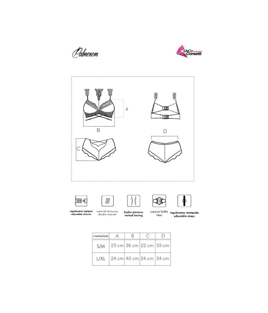 LIVCO CORSETTI FASHION - PALMENOM LC 90614 SUJETADOR + PANTY NEGRO S/M