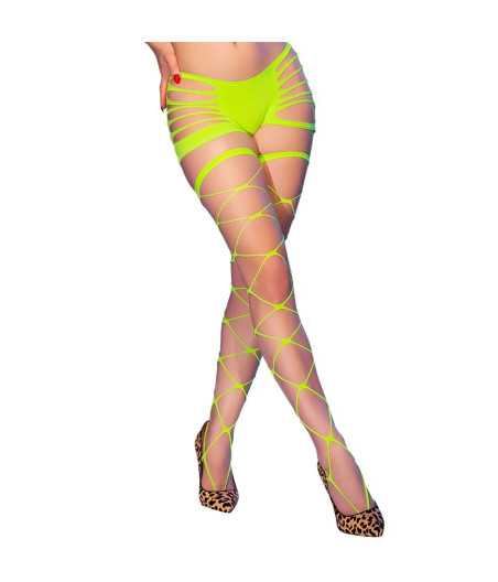 CHILIROSE - CR 4867 COLLANTS RÉSEILLE VERT FLUO AVEC TROUS