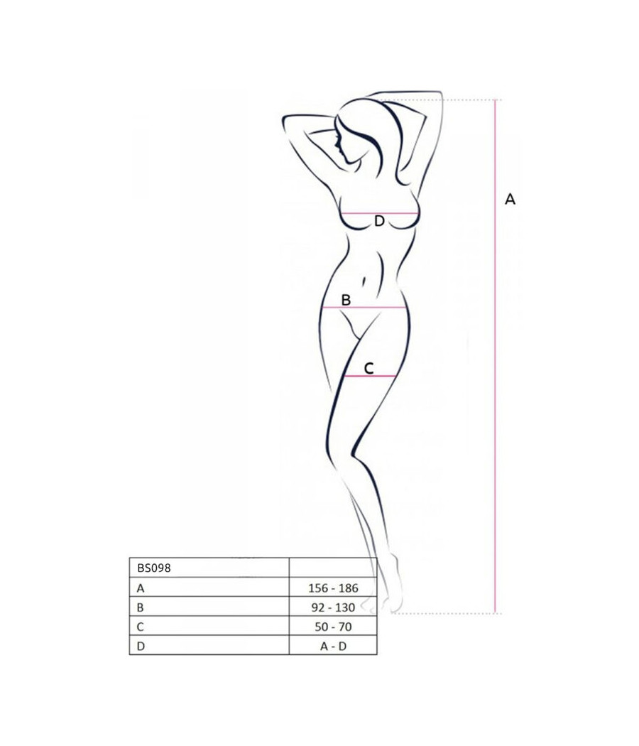 PASSION - BS098 WEISSER BODYSTOCKING, EINE GRÖSSE