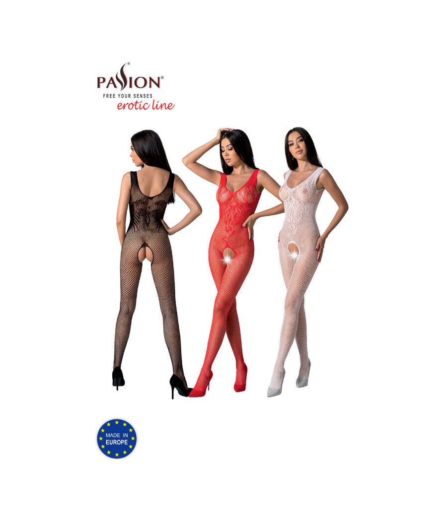 PASSION - BS098 WEISSER BODYSTOCKING, EINE GRÖSSE