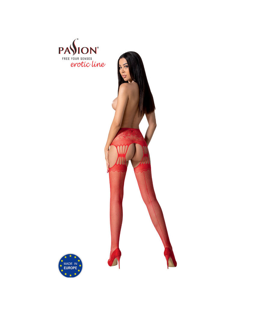 PASSION - S027 BAS ROUGES AVEC JARRETIÈRE TAILLE UNIQUE