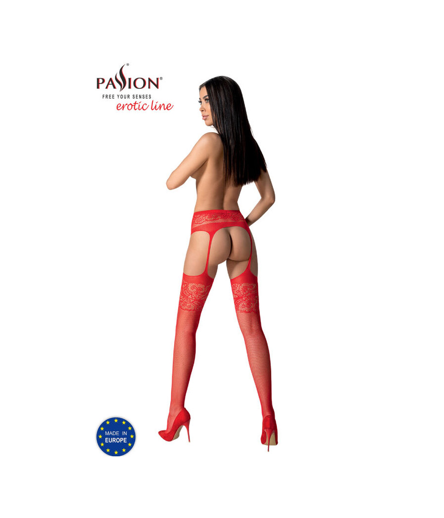 PASSION - S029 MEDIAS CON LIGUERO ROJO TALLA ÚNICA