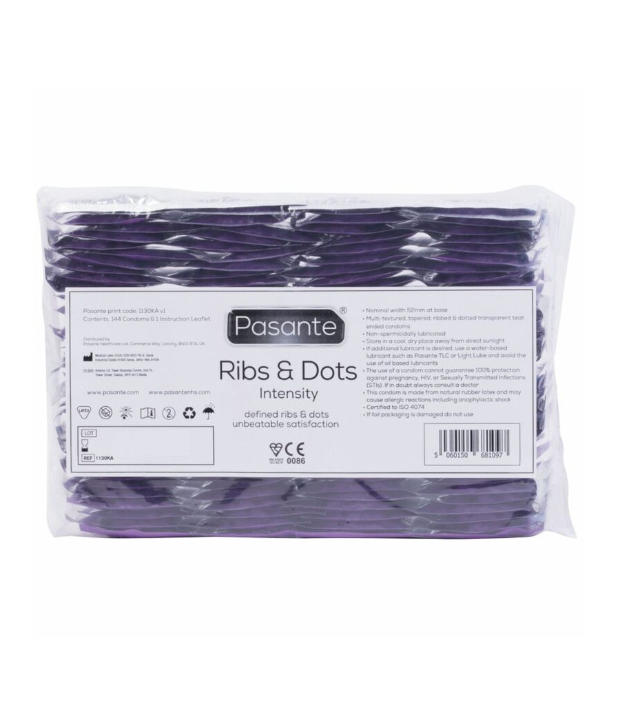 PASANTE - PRESERVATIVOS RIBS & DOTS INTENSITY 144 UNIDADES