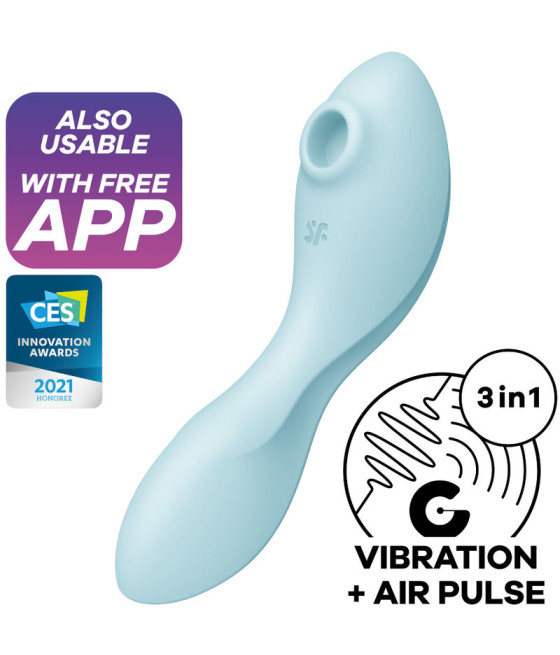 SATISFYER - CURVY TRINITY 5 AIR PULSE STIMULATOR & VIBRATOR APP BLAU