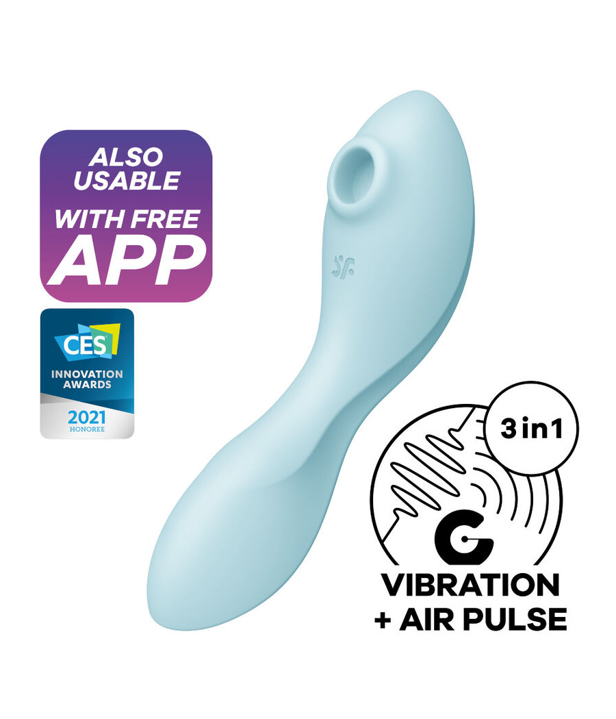 SATISFYER - CURVY TRINITY 5 AIR PULSE STIMULATOR & VIBRATOR APP BLAU