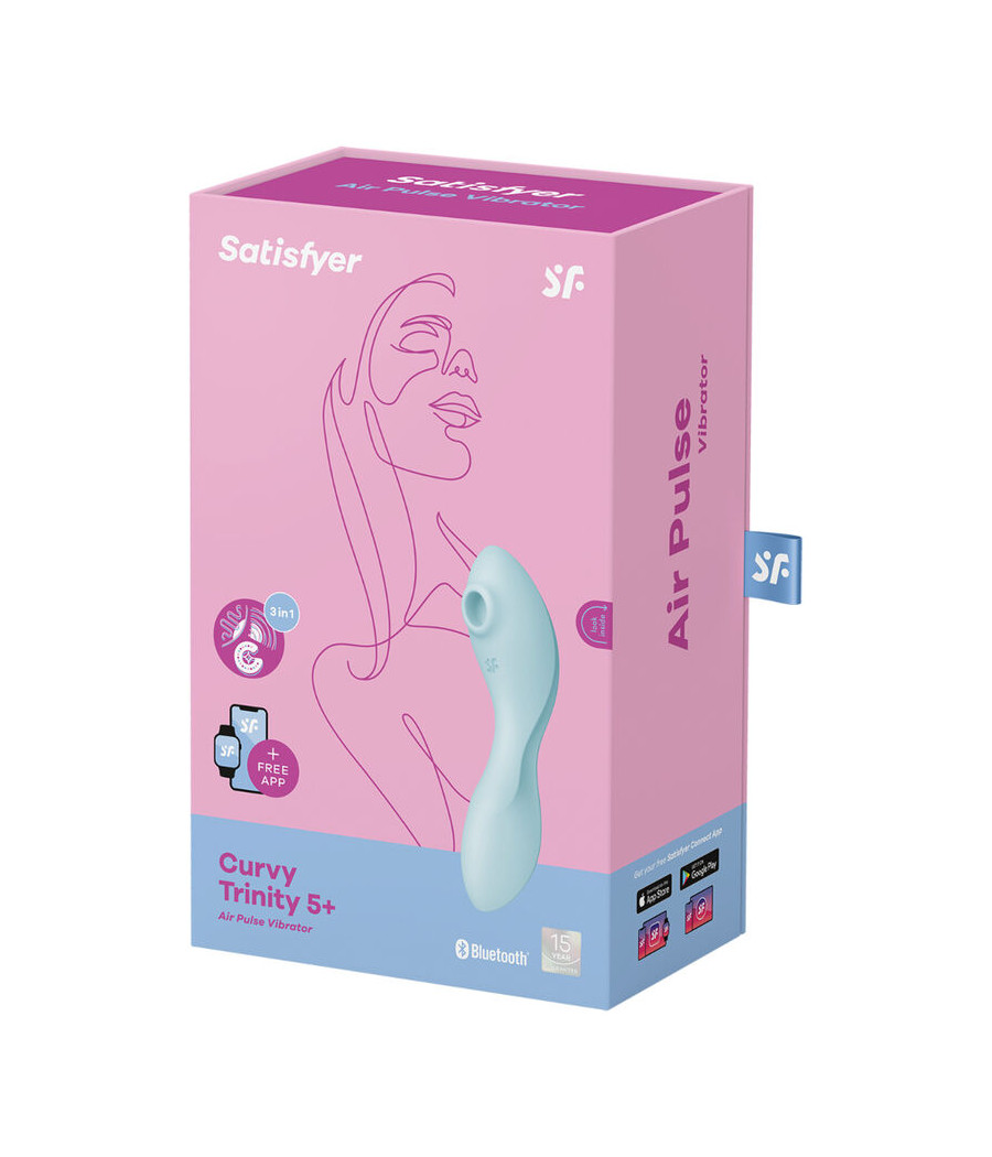 SATISFYER - CURVY TRINITY 5 AIR PULSE STIMULATOR & VIBRATOR APP BLAU