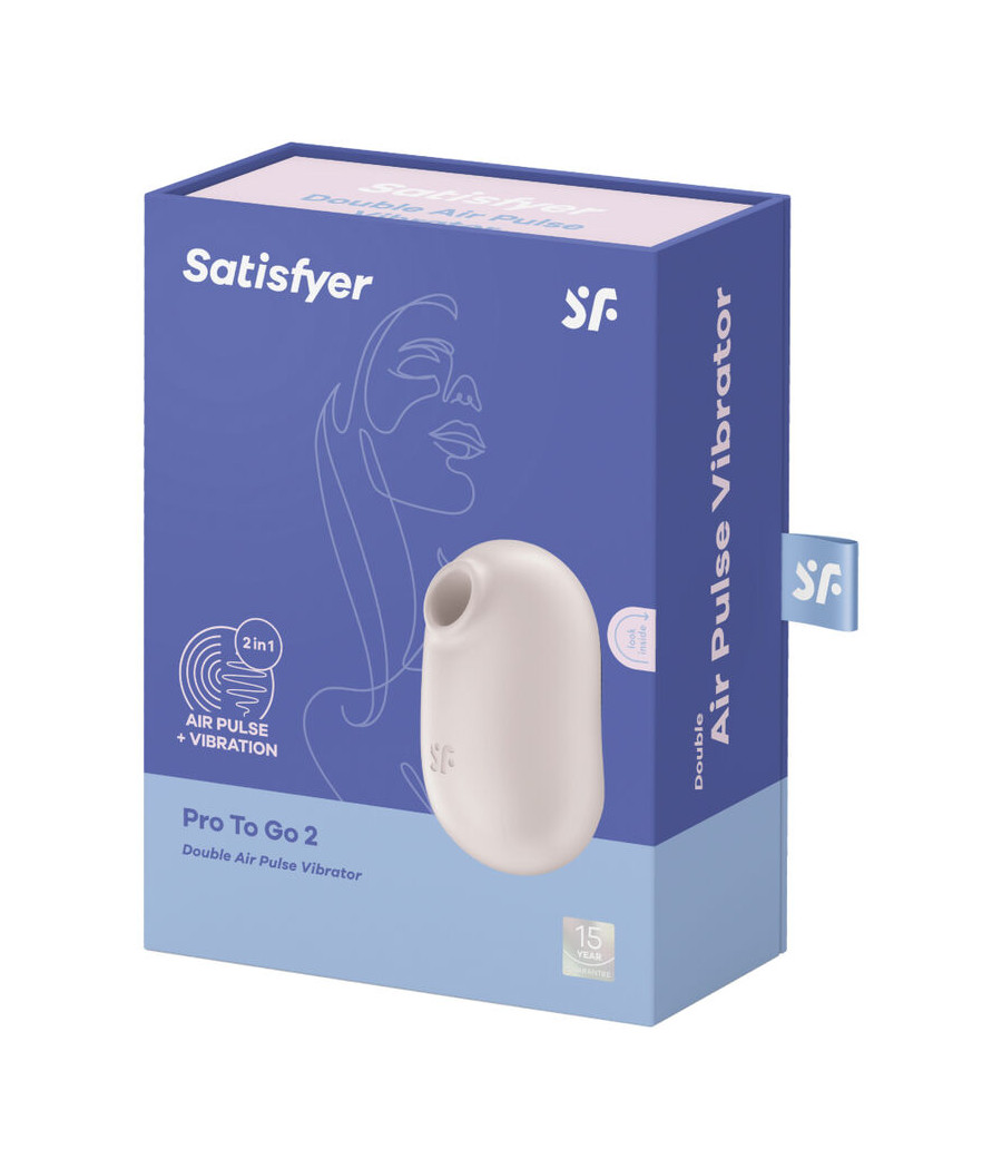 SATISFYER - PRO TO GO 2 DOUBLE AIR PULSE STIMULATOR & VIBRATOR BEIGE