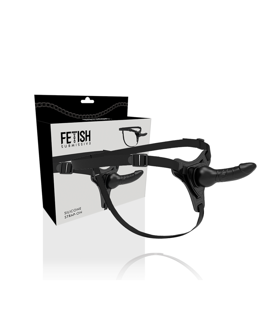 FETISH SUBMISSIVE HARNESS - SILICONE PRETO REALISTA 16 CM